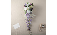 Cascading Wedding Bouquet Long Cascading Bridal Bouquet Reusable Event Supply for Brides, Photoshoot, Party Decoration