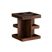 Multi Compartment Storage Rack Space Saving Rotating Storage Rack Scratch Resistant Wood Desk Organizer