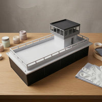 Geometric Design Garage Building Model Raised Platform Garage Scene Model Perimeter Railings Toy Display Flat Roof