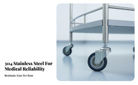 Rust-Resistant Fan-Shaped Medical Cart Easy to Clean Curved Oral Utility Cart Heavy Duty 2-Tier Trolley Braking Wheels for Dentists, Surgeons, Doctors, Operating Room, Medical Facility, Laboratory