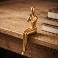 Gilded Gold Faceless Human Figurine Minimalist Resin Figurine Nordic Shelf Ornament Modern for Bookshelf, Entryway, Living Room, Office