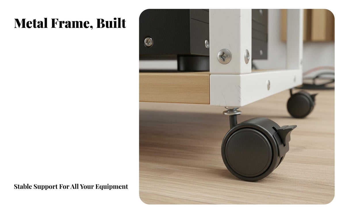 With Wheels Multi-Tier Amplifier Stand Stable and Long-Lasting Audio System Equipment Rack Simple Modern Design Mobile Stereo Component Shelf Space-Saving for Audiophiles, Living Room, Study, Bedroom