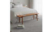 Multifunctional Cherry Wood End-of-Bed Bench Rounded Corners Solid Wood Bench Rectangular Wooden Stool for Bedroom, Entryway, Living Room