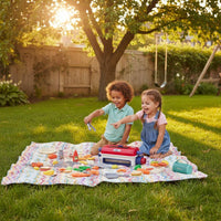 Cooking Toy Set Lights and Music Children's Play Kitchen Realistic Steam Effect Kids Outdoor Cooker Playset for Preschoolers, Young Children