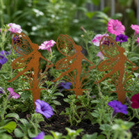 Garden Fairy Metal Silhouette Stakes for Outdoor Lawn Decor