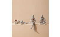 3 Pieces Smooth Sculptures with Newspaper Print Sculptural Human Figurines with Books Matte Minimalist Figure Statues Artistic for Readers, Tabletop, Study Nook, Living Room
