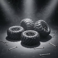 4 Pieces Rough-Terrain Tire Pattern Rubber RC Tires with Rims Abrasion Resistant Remote Control Car Accessory for Outdoor