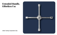 High Rotational Force 4 Way Lug Wrench Labor Saving 4 Way Wheel Brace Heavy Duty for Roadside Emergency, Garage