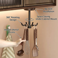 Cabinet Rotating Hook for Kitchen Utensils, Aluminium Alloy No-Drill Storage Cupboard Hanger, Easy Access for Students, Declutter Countertop Space