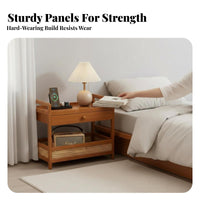 Light Luxury & design Bedside Storage Table Space-Saving Nightstand with Drawer and exposed Shelf Modern Design Bedroom Furniture Multi-Functional for Apartment Dwellers, Students, Homeowners, Small areas, Guest Room