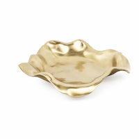 Lustrous Finish Irregular Tray Textured Surface Wavy Tray Dark Tones Home Decor Accent Gold Tone for Coffee Table
