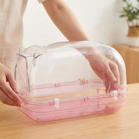 Transparent Hamster Sand Bath with Swinging Door, Large Acrylic Hamster Bath for Chinchillas, 29x18cm Sand-resistant Small Animal Bathtub Container