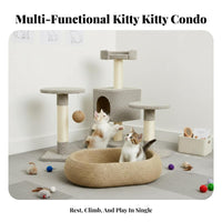 Multistep Feline Tree Includes Sharpening Posts Oval Feline Elevated Lounger with Ladder Space-Efficient Design Climbing Feline Climber for Felines