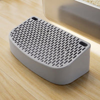 Cat Litter Tray with Ladle and Mat, Stainless Steel Flat Bottom Open Pan for Big Cats, Easy Clean Square Basin Large Tray