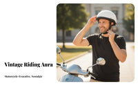 Sun Protection Retro Motorcycle Half Helmet Long-Lasting ABS Shell Vintage Half Face Helmet Breathable Lining for Daily Commuting