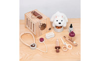 Wooden Veterinarian Toy Set Physician Kit with Soft Toy Pet Compact Veterinarian Playset with Soft Stuffed Dog for Playroom, Preschool