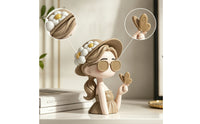 Girl Bust Statue Modern Girl Bust Figurine Desktop Ornament Elegant Resin Statue Chic for Collectors, Desk, Office