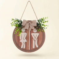 Bathroom Sign Rustic Wall Hanging Decoration Round for Guest Bath, Homeowners
