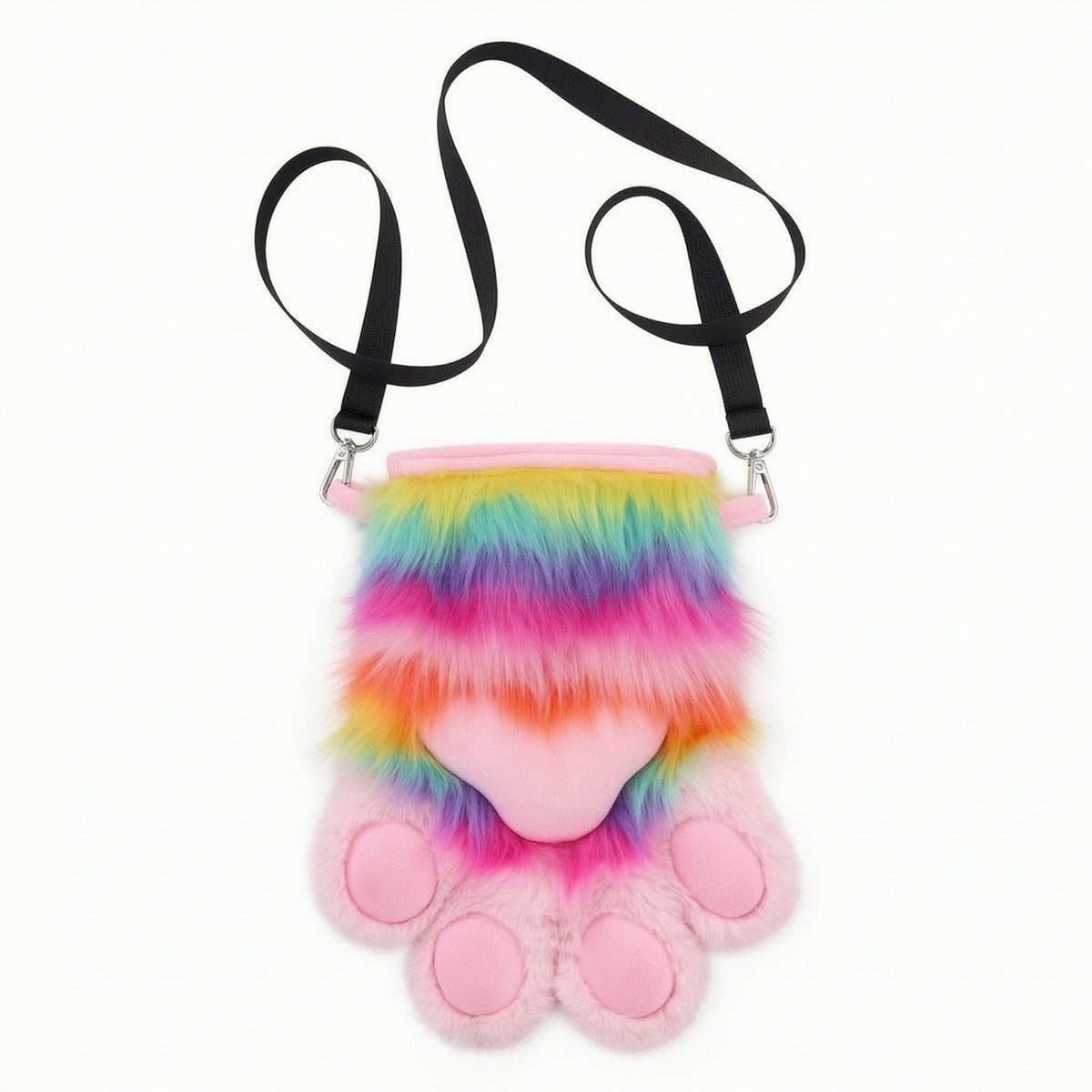 Crossbody Bag Paw-Shaped Shoulder Bag Soft Pile Purse for Teens, Cosplayers