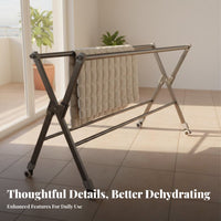Foldable Clothes Dehydrating Rack Installation Foldable Garment Stand Indoor & Outdoor Use Multi-Tier Dehydrating Stand for Apartment Dwellers