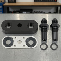 Gearbox Cooler Line Adapter Plate with Fittings 6AN Gearbox Cooler Line Adapter Plate with Gasket CNC-Machined Custom
