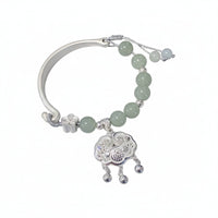 Longevity Lock Bracelet Good Luck Amulet Half Bangle Half Chain Bracelet