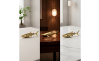Antique-Style Brass Shark Sculpted Shark Figurine Streamlined Ornament Solid for Collectors