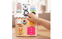 Wooden Busy House Interactive Activity House Educational Busy Board Toy Tactile for Playroom