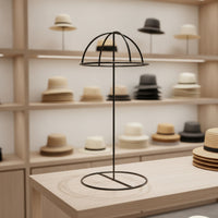 Stainless Steel Hat Display Stand Brushed Metal Hat Stand with Dome Support Minimalist Height Adjustable for Boutiques, Collectors, Dressing Room, Closet