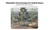 Space Saving Multi-Level Corner Rack Sturdy Structure Tiered Corner Stand Easy Assembly Display Shelf Heavy Duty for Apartment Dwellers, Decor Enthusiasts, Balcony, Small Areas, Living Room, Sunroom