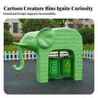 Elephant Trash Can Sculpture Sturdy Fiberglass Construction Giraffe Waste Bin Statue Weather Resistant Cartoon Animal Trash Receptacle for Children