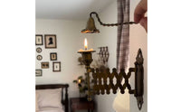 Includes Snuffer Extendable Wall Candle Holder Accordion Arm Candle Sconce Vintage Brass Wall Candlestick for Living Room, Bedroom, Hallway