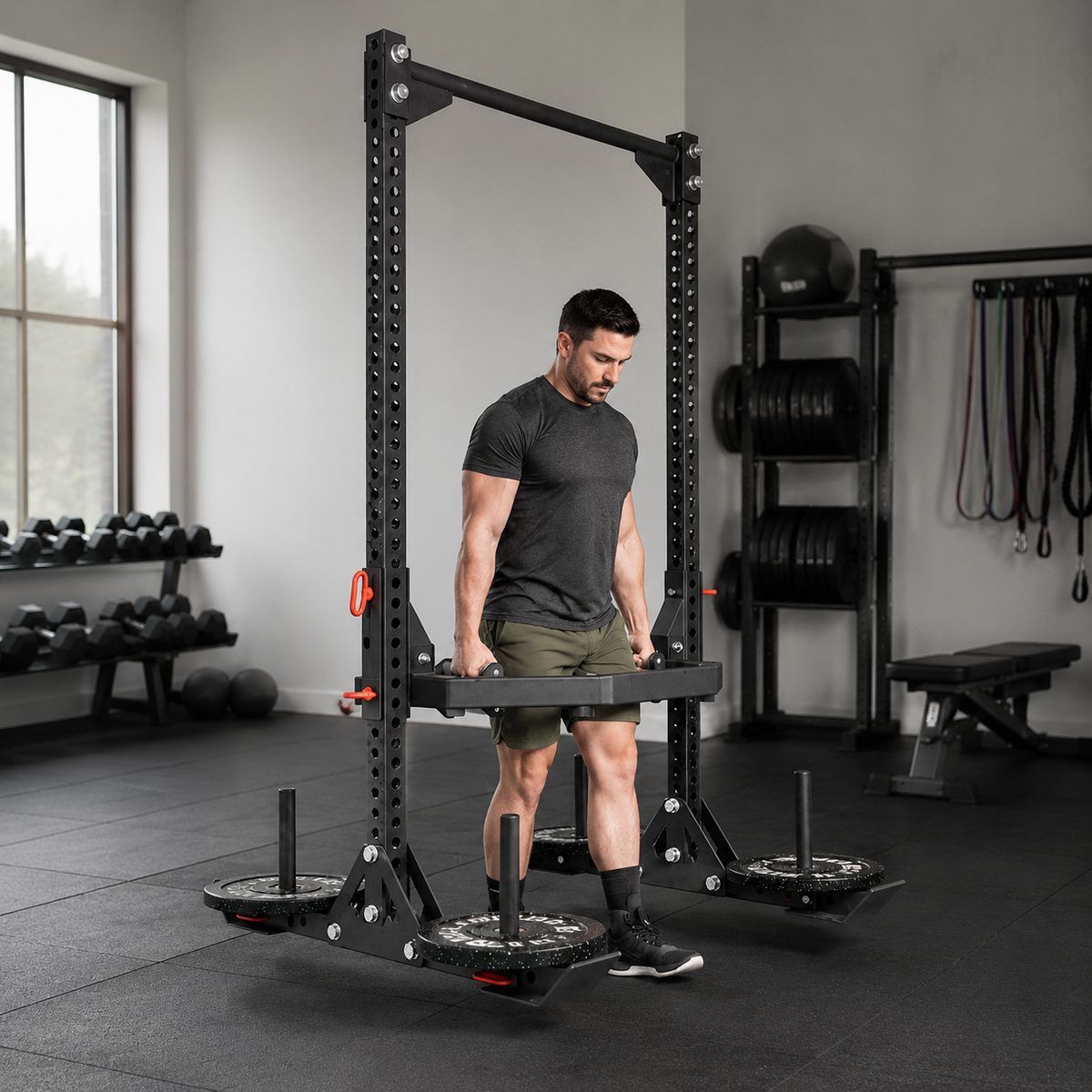 Yoke Squat Rack, Power Rack, Steel-Made, Matte Black, Home Training, Fitness Equipment