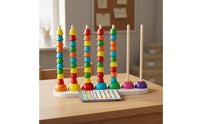 Hand-Eye Coordination Number Matching Game Focus Training Wooden Bead Stacker Cognitive Skills Bead Sorting Structure Early Learning for Preschoolers, Toddlers, Classroom