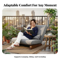 Japanese Design Reclining Floor Lounger High-Density Foam Padding Adjustable Tatami Recliner with Ottoman Ergonomic Design Single Sofa Armless for Adults, Students, Seniors, Bedroom, Balcony, Dorm Room, Reading Nook