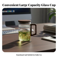 Tea Mug with Strainer and Lid Heat Resistant Tea Mug Strainer Lid Set Ideal Gift Clear Borosilicate Glass Teacup for Adults, Home, Kitchen, Restaurant
