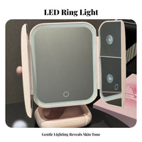 Lighted Seashell Mirror Shell Design desktop Looking Glass light-emitting diode Light for Women
