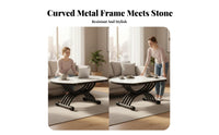 Height-Adjustable Folding Table Space-Saving Design Height-Adjustable Extending Table Two-PurposeUse Household Furniture for Living Room, Dining Area