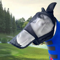 Protection Mesh Fly Mask with Ears Snug-Fit Horse Head Mask with Hook-and-Loop Fastener Lightweight Tack Sturdy for Outdoor Riding