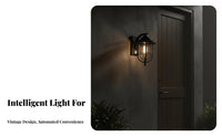 Waterproof Motion Sensor Wall Light Retro Design Motion Sensor Porch Light Weather Resistant Vintage Wall Lantern Energy-Saving for Homeowners, Property Owners, DIY Enthusiasts, Courtyard, Balcony, Front Door, Entryway