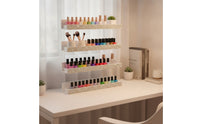 4 Pieces Nail Polish Rack Space-Saving Acrylic Shelf with Glitter Acrylic Organizer Sturdy Cosmetic Shelf Sleek for Manicurists