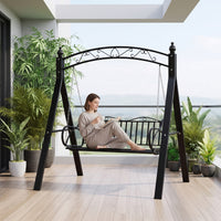Two-Person Swing Bench Freestanding Patio Swing with Stand Outdoor for Couples, Garden, Backyard
