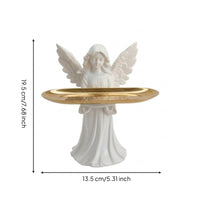 Angel Statue with Tray Tabletop Angel Sculpture with Tray Carved Decor for Entryway