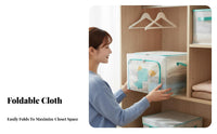 Foldable Design foldable Clothes Box with viewing panel Large Capacity Lidded Storage container with viewing panel particle-proofresistant Lid Closet Organizer Stackable for Students, homeowners, Wardrobe, Bedroom, Dorm Room, On Shelves