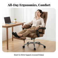 Lumbar Support Reclining Ergonomic Chair with Footrest Adjustable Headrest High-Back Reclining Chair with Footrest 360° Swivel Computer Seat Breathable Backrest for Executives, Remote Workers, Students, Napping, Study Room, Gaming Setup