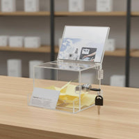 Clear Donation Box with Lock Versatile Clear Acrylic Comment Box Smooth Edges Acrylic Tip Jar for Fundraising, Events