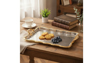 Metal Serving Tray Serving Tray with Handles Openwork for Sideboard