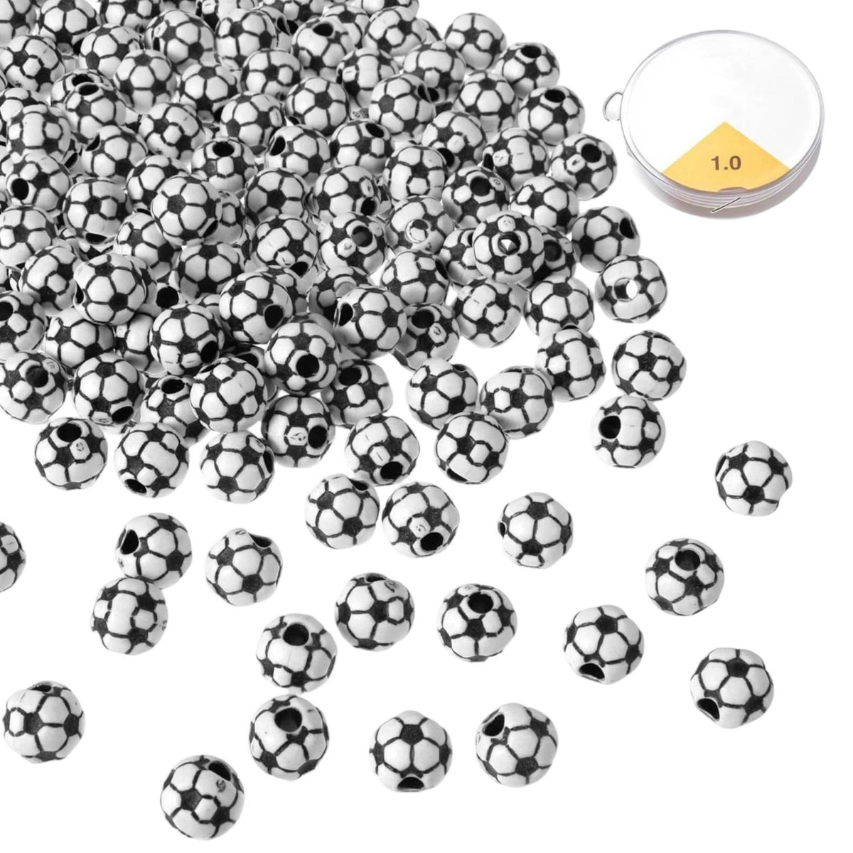 100 Pieces 12 Mm Acrylic Football Beads Through Hole Football Beads