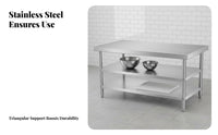 Stainless Steel Work Table Thickened Material Commercial Kitchen Prep Table Sturdy and Sturdy Food Prep Work Station for Chefs, Home Cooks, Warehouse