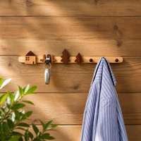 Solid Wood Wall Mounted Coat Rack, Modern Minimalist Coat Hooks, 15kg Capacity Wood Key Hanger for Mudroom, Entryway